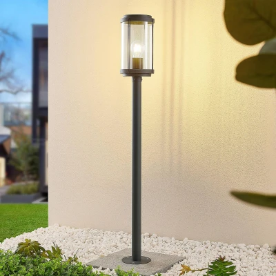 Image of Lindby Ojali path light, round, dark grey