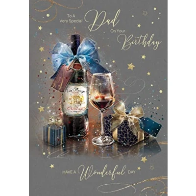 Image of Cherry Orchard Artistic Dad &quot;Happy Birthday&quot; Greeting Card From The Grayson Range Special Gold Foil Flitter Finish