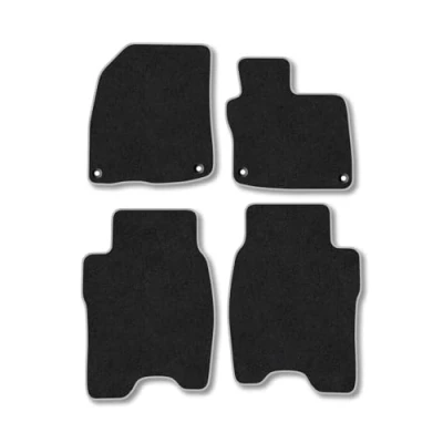 Image of Car Mats Compatible with Honda Civic (2008 2012) Tailored Fit Grey Trimmed Carpet Floor Mat Set Accessory Black Custom Fitted 4 Pieces Clips Anti Slip Backing &amp; Trim Edging