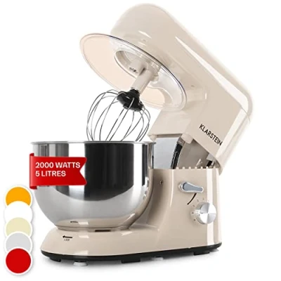 Image of Klarstein Stand Mixer, 5L Food Mixer for Baking with Bowl, 1800W Cake w/Beater, Dough Hook, Whisk &amp; Mixing 6 Speed Planetary Rotation Kitchen Maker, Electric Bread Pastry