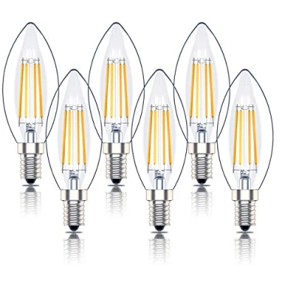 Image of E14 Dimmable Led Candle Bulb,SES Filament Small Edison Screw Light Bulbs,4w 40W Equivalent, Warm White 2700K, 400lm,Pack of 6