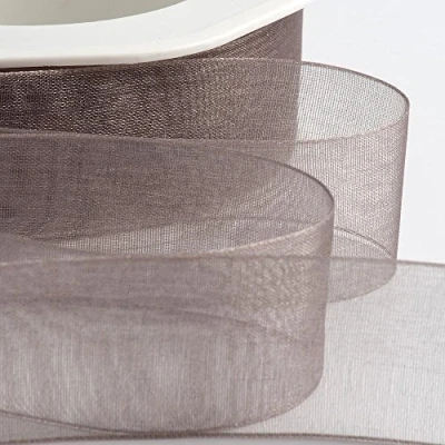 Image of Italian Options Organza Chiffon Ribbon, 25mm x 20 Metre Roll, Smoke Grey
