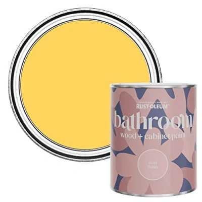 Image of Rust Oleum Yellow Moisture Resistant Bathroom Wood and Cabinet Paint in Matt Finish LEMON JELLY 750ML