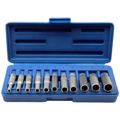 Image of &#039;Long 12 Point Spline Socket Key Set 1/4 Hex Bit 13 mm Chrome Vanadium Steel 11 Pieces