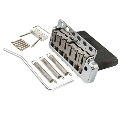 Image of Wilkinson WVP6 SB 54mm 5+1 Hole SUS Stainless Steel Saddles Guitar Tremolo Bridge with Full Solid Block for Import Strat and Japan Strat, Chrome