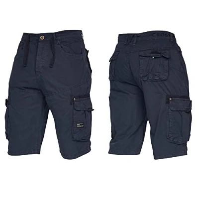 Image of Crosshatch New Mens Shorts Knee Length Combat Cargo Cotton Holiday Summer Camo Jeans by Jeanbase Navy 30