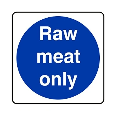 Image of 200mmx200mm Raw Meat Only Catering Sign Rigid Plastic