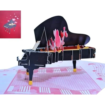 Image of Card Mavens Piano Anniversary Pop Up Birthday for Wife Husband Mother Fiancée 3D Girlfriend Boyfriend Engagement LGBT Valentine&#039;s Day Mother&#039;s I Love You