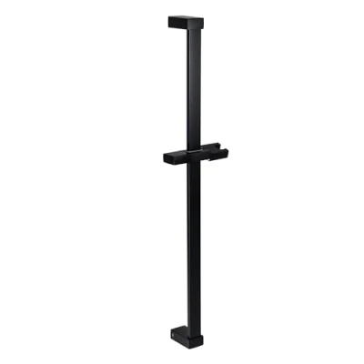 Image of ENKI, S32, Matt Black, Square Shower Riser Rail Kit with Hand Holder, Stainless Steel, Contemporary, Easy to Install, 1 Year Guarantee