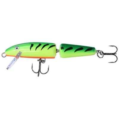 Image of Rapala Jointed Lure with Two No. 5 Hooks, 1.5 2.1 m Swimming Depth, 9 cm Size, Firetiger