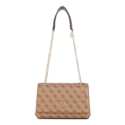 Image of GUESS Women&#039;s Noelle, Convertible, Crossbody Flap, Latte Logo, One Size