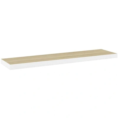 Image of vidaXL Floating Wall Shelf Oak and White 120x23.5x3.8 cm MDF