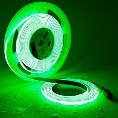 Image of TOPAI 24V COB LED Strip Light Green Waterproof IP65 16.4ft/5M Dotless 480LED/M 2400LEDs Cuttable Flexible Tape for Cabinet Home DIY Lighting Projects