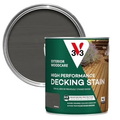 Image of V33 High Performance Decking Stain Gunmetal 2.5L Biosourced Formula Anti Slip Quick Dry UV Resistant Hard Wearing Long Lasting Weather Protection