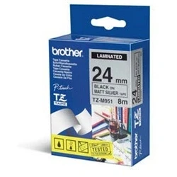 Image of Brother P Touch TZe Laminated Tape 24mm x 8m Black on Silver TZEM951