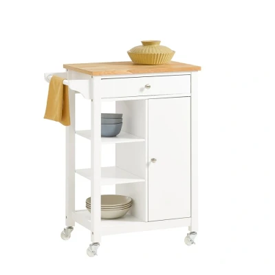 Image of Sobuy Kitchen Storage Trolley Cabinet Cart,Drawer and Shelves,White,FKW46 WN