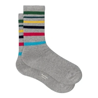 Image of Paul Smith PS Elijah Stripe Socks Grey Multicoloured. One Size