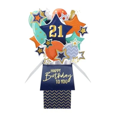 Image of Clever Cube 21st Birthday for Him Cheers to 21! Pop Up Greeting Card CU005.A