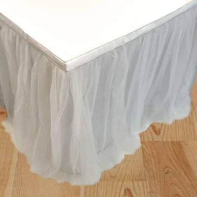 Image of PARTYRAMA.CO.UK White Deluxe Tulle Table Skirt 180cm x 80cm