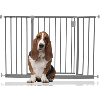 Image of Bettacare Extra Wide Hallway Dog Gate, 109cm 115cm, Grey, Pressure Fit Pet Puppy Safety Barrier for Hallways and Spaces, Easy Installation