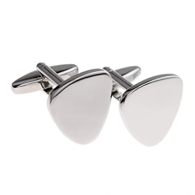 Image of Plain Plectrum Design Cufflinks Presented in a Cufflink Box