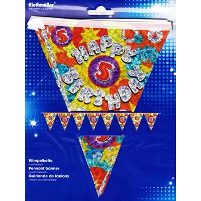 Image of Amscan International Holographic Pennant Banner 5th Birthday
