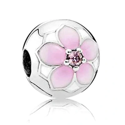 Image of PANDOCCI 2017 Spring Collection DIY Fits for Pandora Original Bracelets 925 Sterling Silver Magnolia Bloom Clip Charm Bead Jewelry
