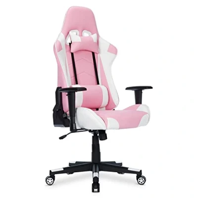 Image of IntimaTe WM Heart Gaming Chair,Ergonomic Racing Chair,Adjustable High Back PC Chair with Arms and Support,Swivel Leather Desk Adjustable Headrest, Reclining Office (Pink)