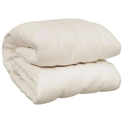Image of vidaXL Weighted Blanket King 220x240cm 15kg Light Cream Cotton Fabric with Hypoallergenic Glass Beads for Restful Sleep