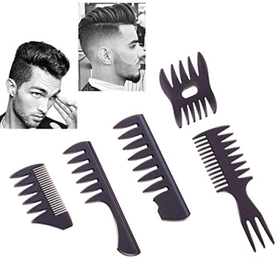 Image of Styling Hair Comb Set Salon Barber Hairstylist 5 Pack Professional Brush Retro Hairdressing Care Style Accessory Double sided for Men Boy Gentleman