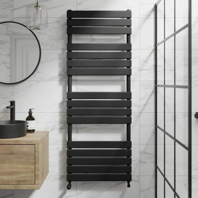 Image of DuraTherm Flat Panel Heated Towel Radiator Matt Black 1600 x 600mm