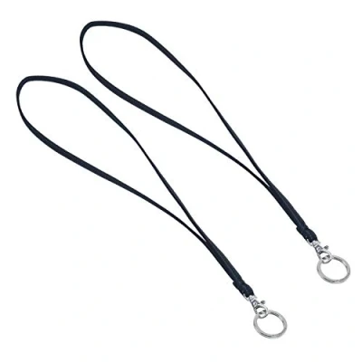 Image of Poromoro Key Lanyard/Necklace Strap/Keychain Holder With Ring for Women/Men/Police/Nurse/Sheriff(2pcs, Black)