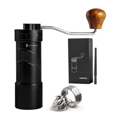 Image of Gocoffun Manual Coffee Grinder, Stainless Steel Conical Burr Grinder Manual, Accurate Numerical External Adjustable Grinding Setting, Suitable for Espresso and French Pressed (Black)