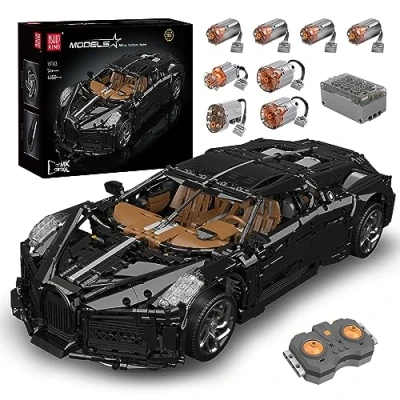 Image of Mould King 13163 MOC Technique for Chiron Model Car APP Remote Controlled Electric Kit in Scale 1:8 Super Sports Car, Technology Mechanical Group Clamping Blocks (3599 Parts)