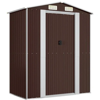 Image of vidaXL Garden Shed Dark Brown 192x108x223 cm Galvanised Steel