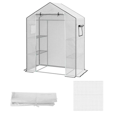 Image of Outsunny Reinforced Walk In Greenhouse Cover Replacement with Door &amp; Windows White