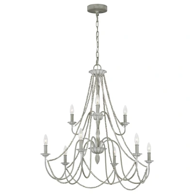Image of Feiss Maryville 9 Light Chandelier Washed Grey