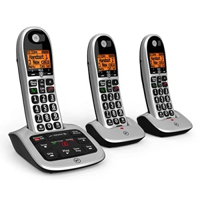 Image of BT 4600 Cordless Landline House Phone, Big Buttons, Advanced Nuisance Call Blocker, Block Hot Key, Answer Machine, Trio Handset Pack
