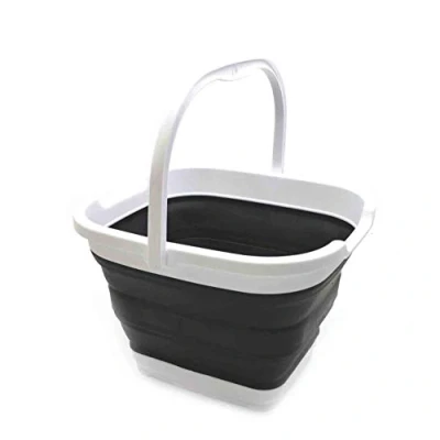 Image of SAMMART 10L Collapsible Rectangular Handy Basket/Bucket (Black)