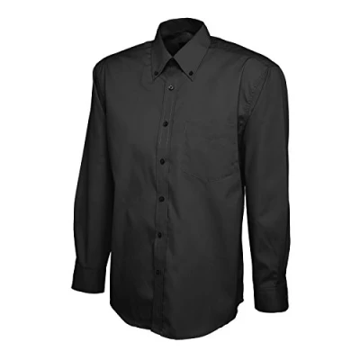 Image of Mens Pinpoint Oxford Full Sleeve Shirt Black 2XL