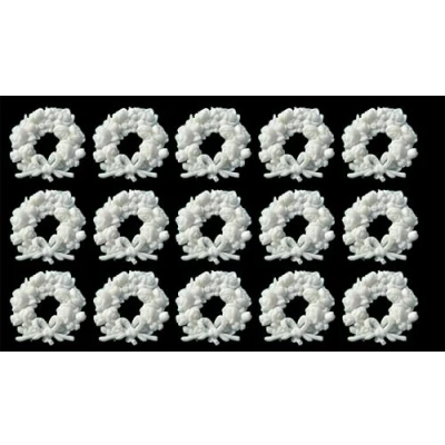 Image of 15 x Edible 3D Christmas Wreaths icing toppers, cake cupcakes decorations (Bespoke)