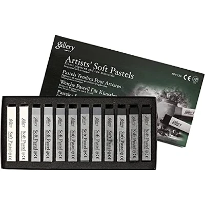 Image of Gallery Soft Pastel Set, thickness 1 cm, L: 6,5 grey, gray tinted colours, 12asstd