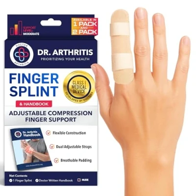 Image of Doctor Developed Trigger Finger Splint for Arthritis &amp; Injury Recovery, Grip Support Straightener Tool, Broken that Fits Index, Middle, Ring, Pinky Joints (Nude, S/M 1 Pack)