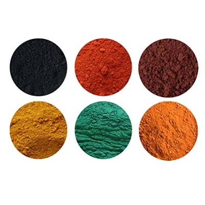 Image of Cosmetics Grade，Iron Oxide Powder 6 Pack,Concrete Pigment, Mortar,Black Iron Oxide, Yellow red Green Orange and Brown 25g of Each Color