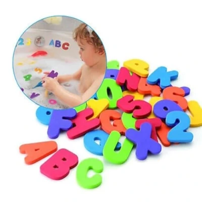 Image of U Excel 36 Baby Bath Foam Letters &amp; Numbers. Mess free Child Educational Toy Sticks on Tiles Porcelain Creative Toddler Toys non toxic, BPA foam.