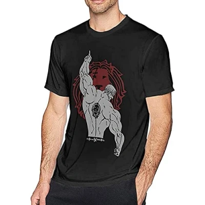 Image of BAHIMI The Seven Deadly Sins Escanor Men&#039;s Short Sleeve T Shirt Size XXL Black