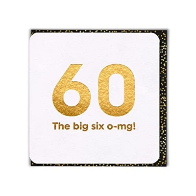 Image of Brainbox Candy Funny Age 60th Silly Humorous Cheeky Happy Birthday Card &#039;Big Six O&#039; Sixtieth Perfect for Him Her Friend Brother Sister Partner Mum Dad Uncle Aunt
