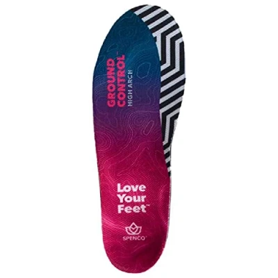 Image of Spenco Ground Control High Arch Insole Support with Decoupled Heel Energy Return Polymer Pads Reduces Pronation Ideal for Active Individuals 1 Pair Included UK Size 3 5