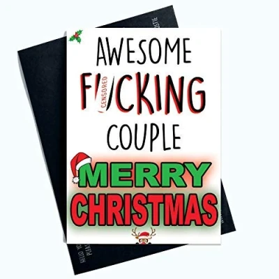 Image of Funny Christmas Cards Couples Rude Awesome F*cking Couple Humour Banter Xmas Novelty Offensive PC583