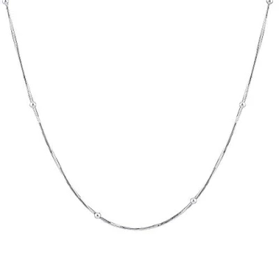 Image of SILVEGO Women 925 Sterling Silver Necklace with Balls Snake Chain 1 mm
